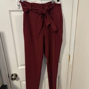 Halogen Tie Waist Twill Pants in Burgundy Size 10